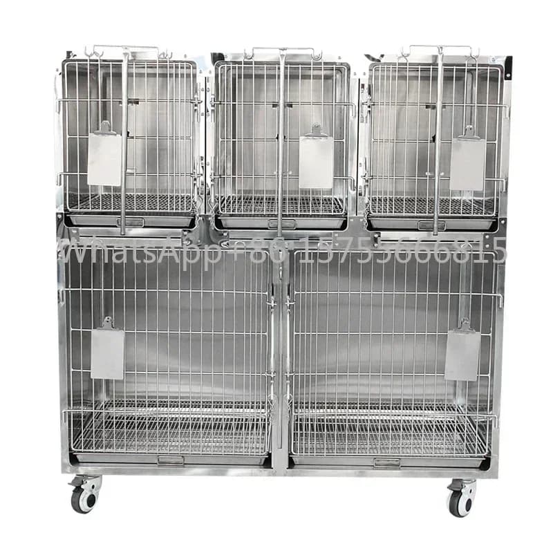 Gabbia per animali domestici in acciaio inox 304 per cliniche veterinarie, trasportino per cani e gatti, cuccia per animali domestici