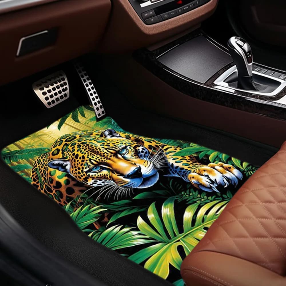 Car Floor Mat Animal Leopard General Front And Rear Seat Mat Non-slip Decoration Protection And Dustproof Car Accessories For Fr