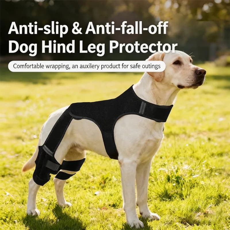 Protezione per Articolazioni Posteriori del Cane con Striscia Riflettente, Cinghia Regolabile, Supporto Stabile per Ginocchio, Antiscivolo e Anti-Leccamento