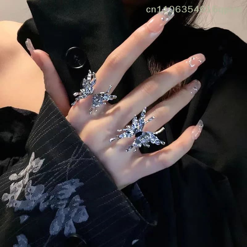 Anelli Punk a Farfalla Irregolare, Anello Aperto a Farfalla Gotico Creativo Vintage alla Moda, Gioielli Hip Hop per Donne e Ragazze