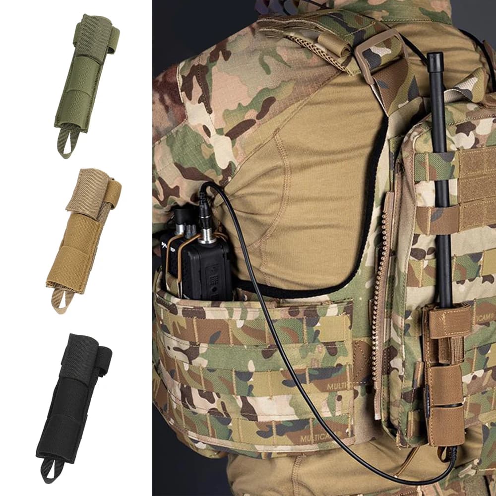 Cavo di riposizionamento dell'antenna radio tattica Custodia Molle Supporto per borsa con tracolla per gilet modulare PRC152/148 MBITR UV-13 PRO Plus Walkie Talkie