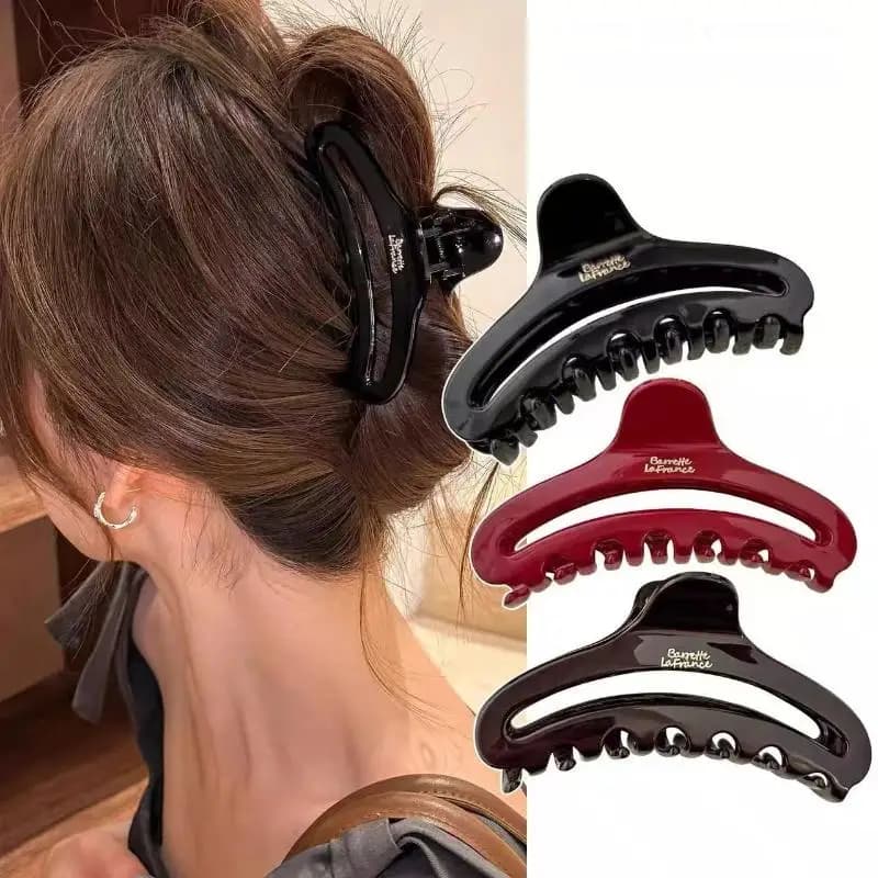 Lettera in acetato francese Etichetta dorata Morsetto a squalo cavo Accessori per capelli da donna Fermaglio per capelli elegante Accessori per capelli alla moda