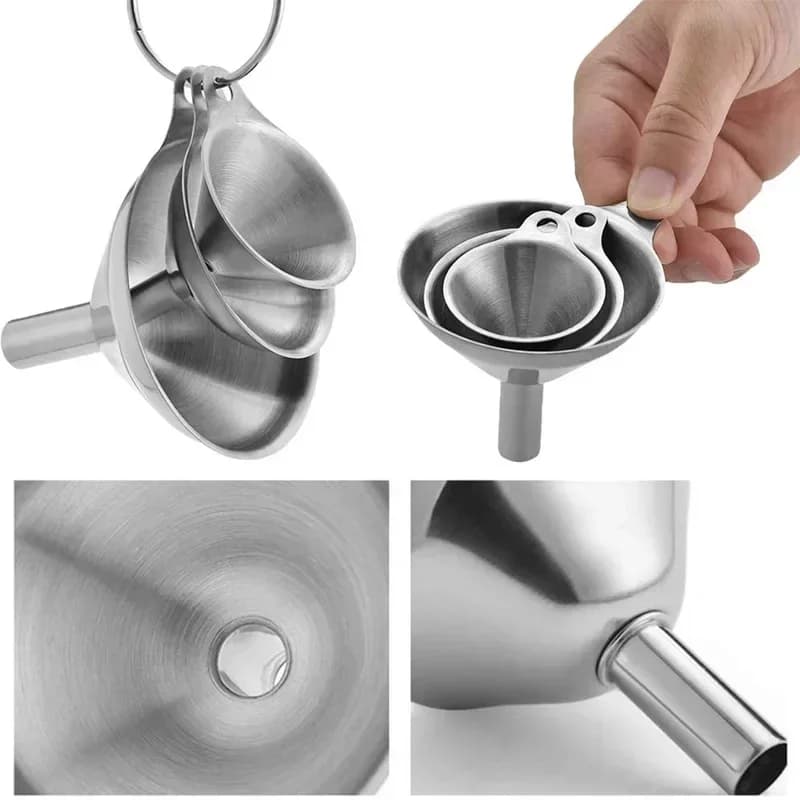 Set di Imbuti in Acciaio Inox per Alimenti – Imbuti Piccoli per Olio, Spezie e Bottiglie