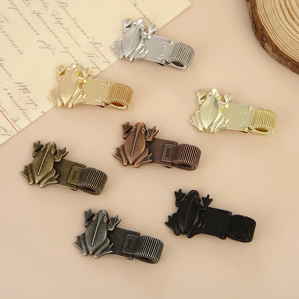 Clip per penna in metallo vintage a forma di rana, 1 pezzo, supporto per penna con molla per notebook