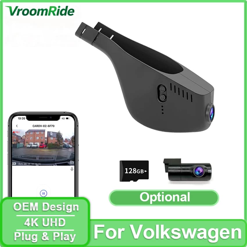 4K Plug and Play Dash Cam Car DVR Camera For Volkswagen VW Passat B8,Tiguan MK2,CC,Golf,Multivan T6,Touran, For Skoda Octavia