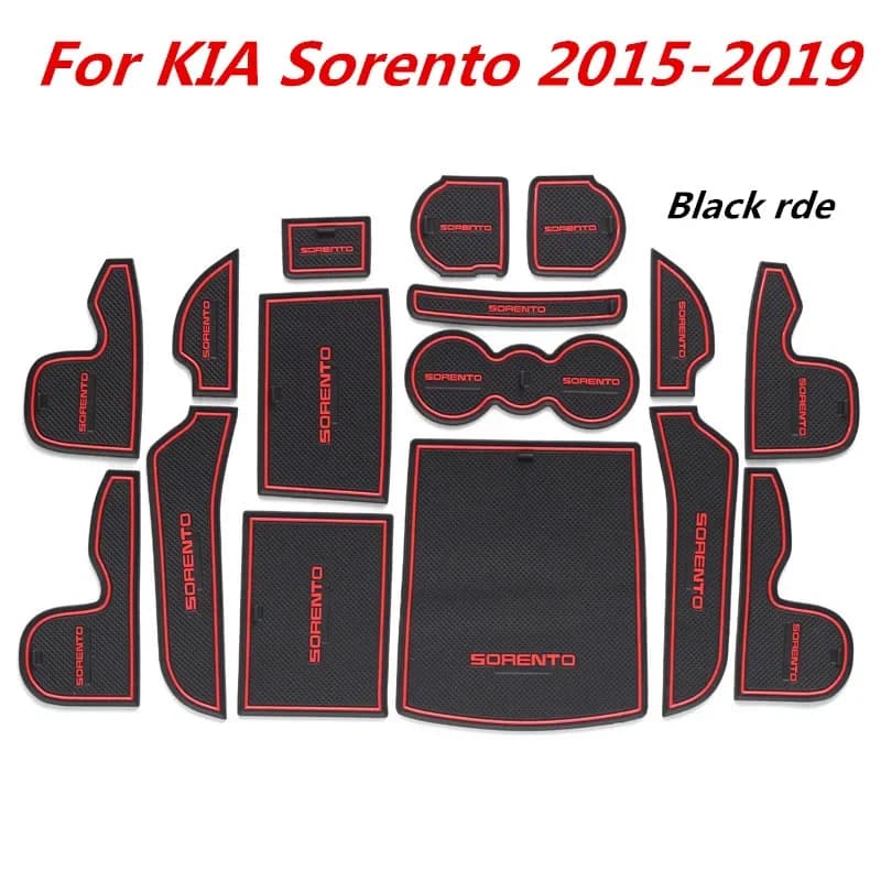 3D Rubber Mat Slot for Door Pillow for Cup Pillow for Slotting Non-slip Mat for KIA Sorento 2015-2019 Sorento Prime UM MK3 Stickes