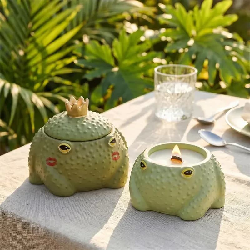 Silicone Candle Jar Molds for Prince Frog Plaster DIY Handmade Candle Vessel Jesmonite Concrete Mould Home Decor