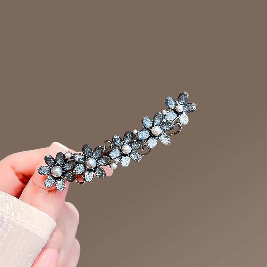 New Pearl Glaze Flower Hairpin High-end Women's Bangs Side Clip One-word Duckbill Clip Elegant Simple Korean Hair Accessories
