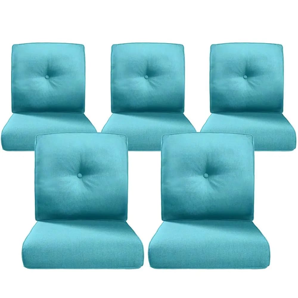 Cuscino da esterno di lusso spesso 4 cm, set da 5 pezzi, 22x24 pollici, imbottitura in spugna 28D, resistente allo sbiadimento, cuscino per sedia, impermeabile, rimovibile, per patio.