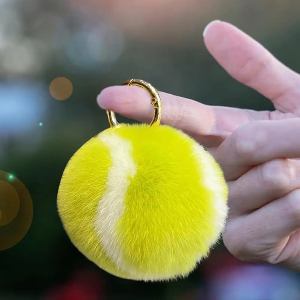 Palla da tennis portachiavi in peluche con anello in metallo antistress palla da spremere rotonda giocattolo mini portachiavi fai da te ciondolo zaino ornamento