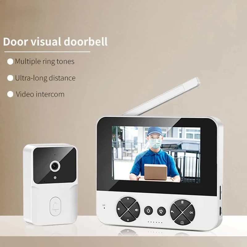 4.3 "Upgraded two-way wake-up infrared night vision video doorbell can be installed with indoor and outdoor electronic doorbells