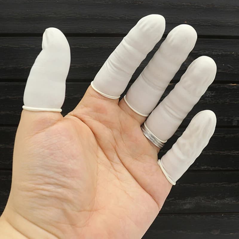 20/100 pezzi guanti protettivi monouso per la punta delle dita in gomma naturale antiscivolo antistatico in lattice per le dita punta delle dita strumento durevole
