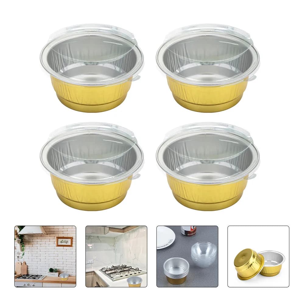 10 Pezzi Ciotole Monouso in Alluminio con Coperchi, Contenitori Alimentari Resistenti al Calore Impilabili per Forno Frigorifero Congelatore