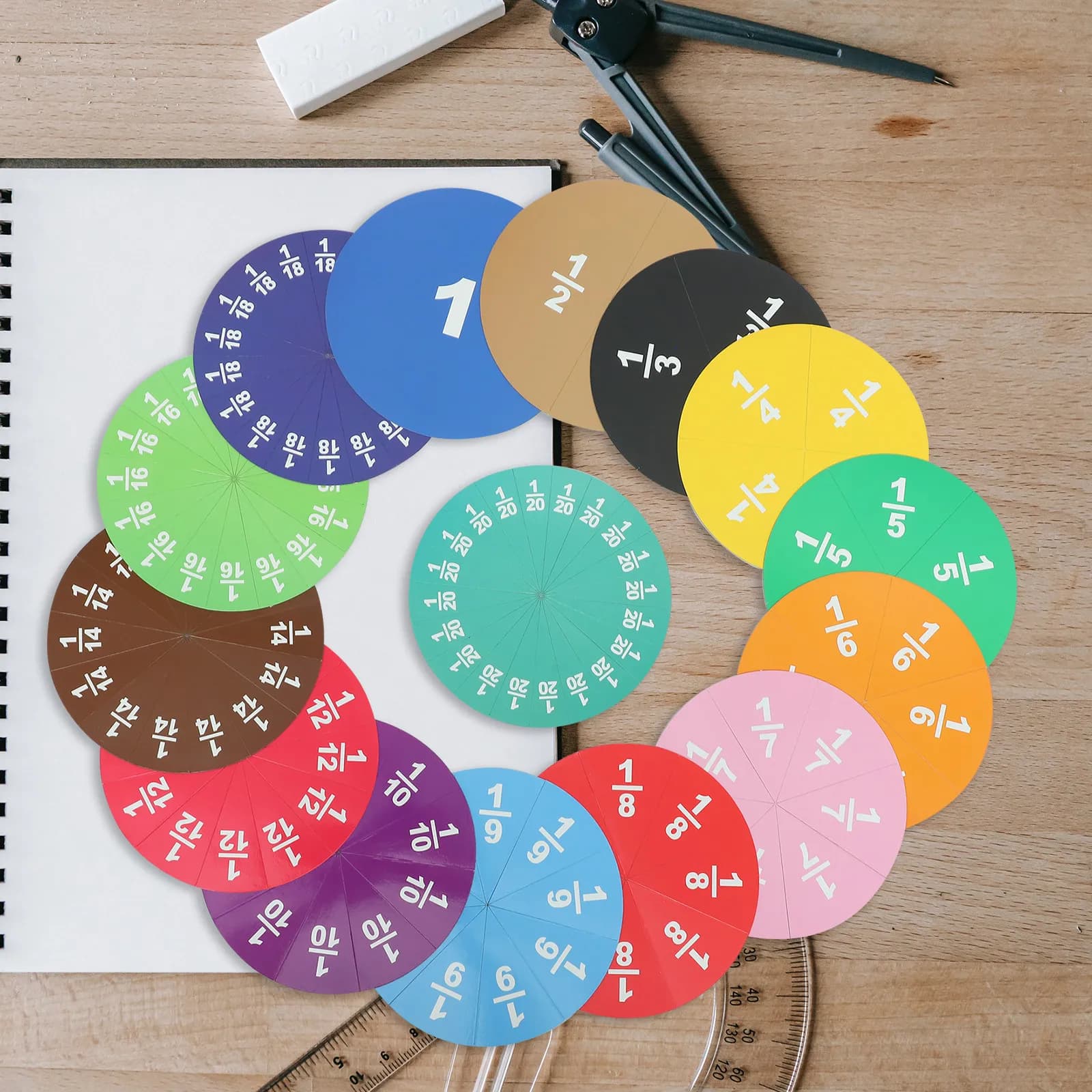 Set di Piastrelle Magnetiche per Frazioni, Ausilio Didattico per l'Insegnamento della Matematica, Grandi Frazioni Colorate per l'Apprendimento in Classe