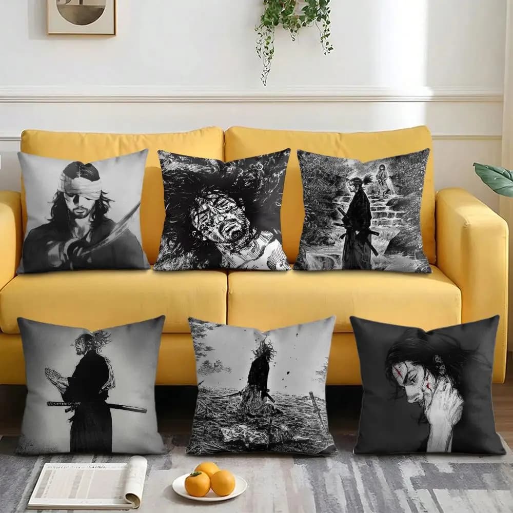 M-Manga V-Vagabond Cushion Cover Soft Short Plush Double-Sided Printing Home Decor Machine Washable Pillow Case Gift