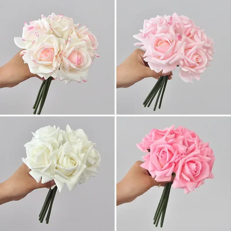 5 Head Curled Rose Bouquet with Artificial Moisture Sensation High-end Silk Flower Home Decoration Wedding Decoration