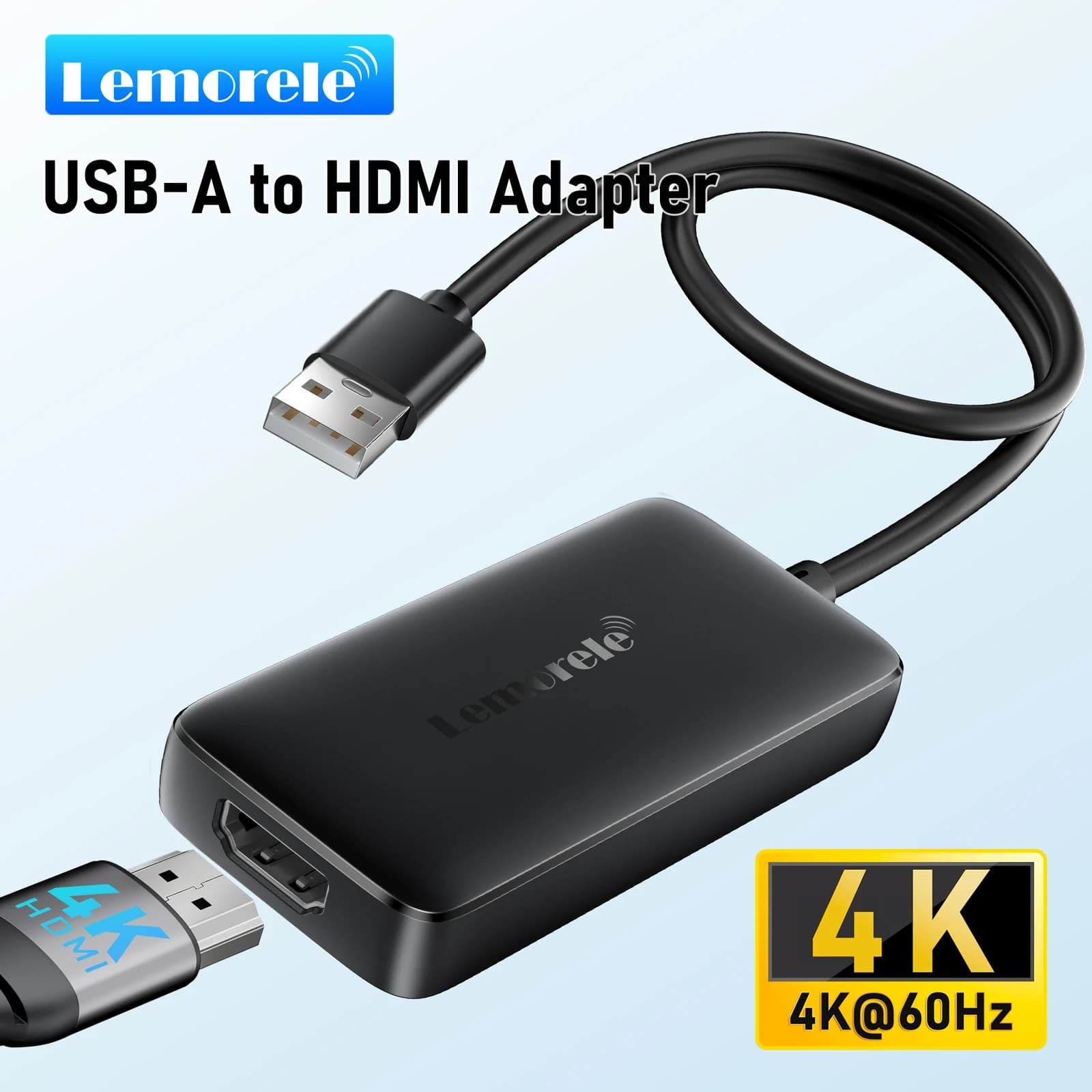 Adattatore Lemorele HD50 da USB-A a HDMI 4K 60Hz per proiettore, TV, display, docking station video USB A per MacBook, laptop Windows