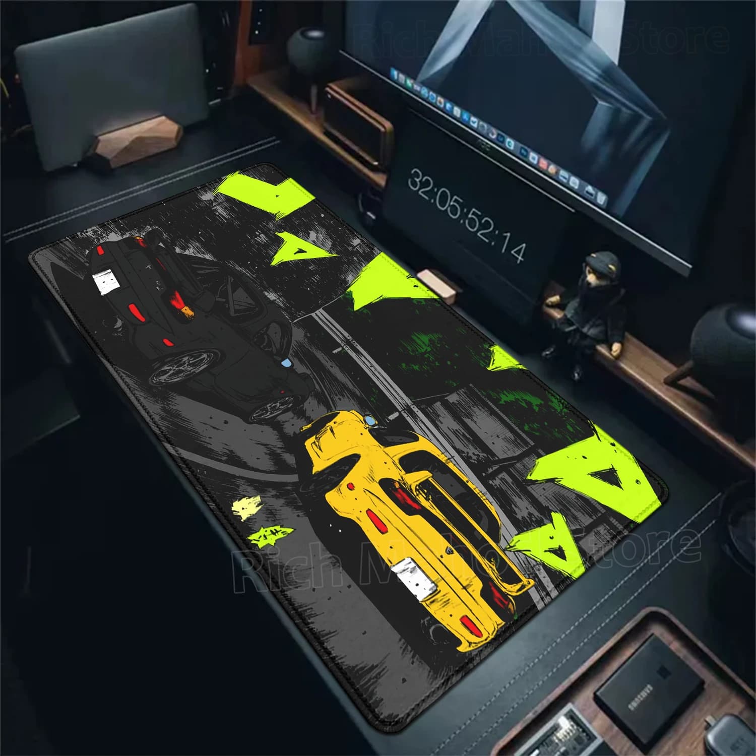 Anime I-Initial D AE86 Mousepad Grande tappetino per mouse antiscivolo Bordi cuciti Tappetino Accessori da scrivania XXL Gaming ​ Tastiera 900x400mm