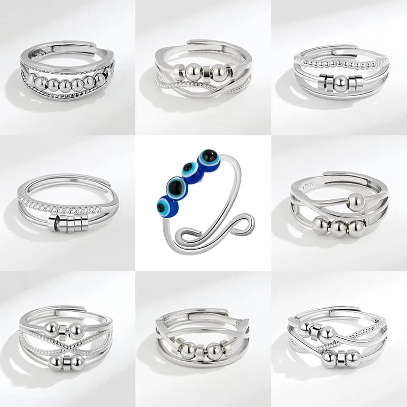 Anelli con perline antistress per l'ansia Spinner Fidget Ball per donna Uomo Gioielli con dita alla moda Anello rotante liberamente Accessori quotidiani