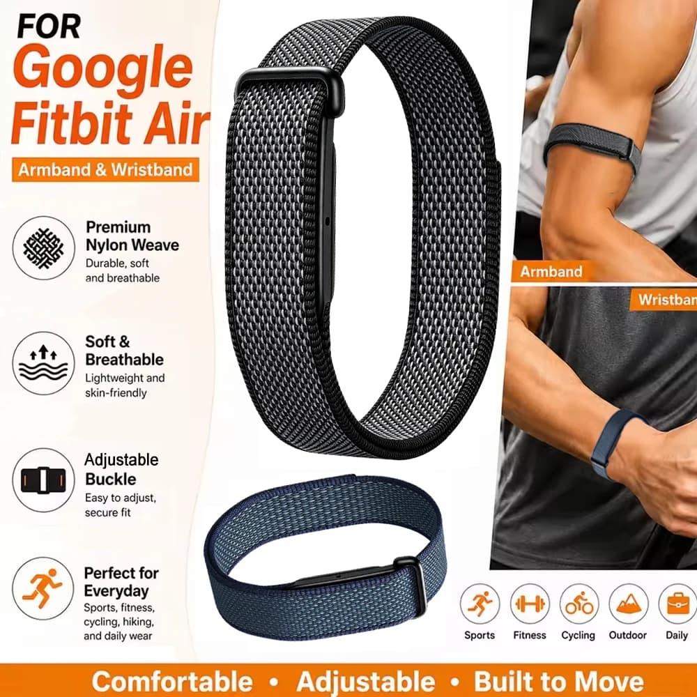 Breathable Nylon Bicep Arm Wristband for Google Fitbit Air Replacement Bands Fitbit Air Fitness Tracker Sports Loop Strap Correa