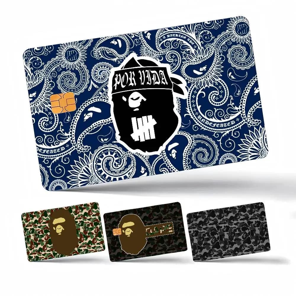 Printing B-BAPE Fashion 1 set of 4 pcs Credit Card Skin Stickers for VISA Bank Card Waterproof Sticker Anti-scratch Women Gift
