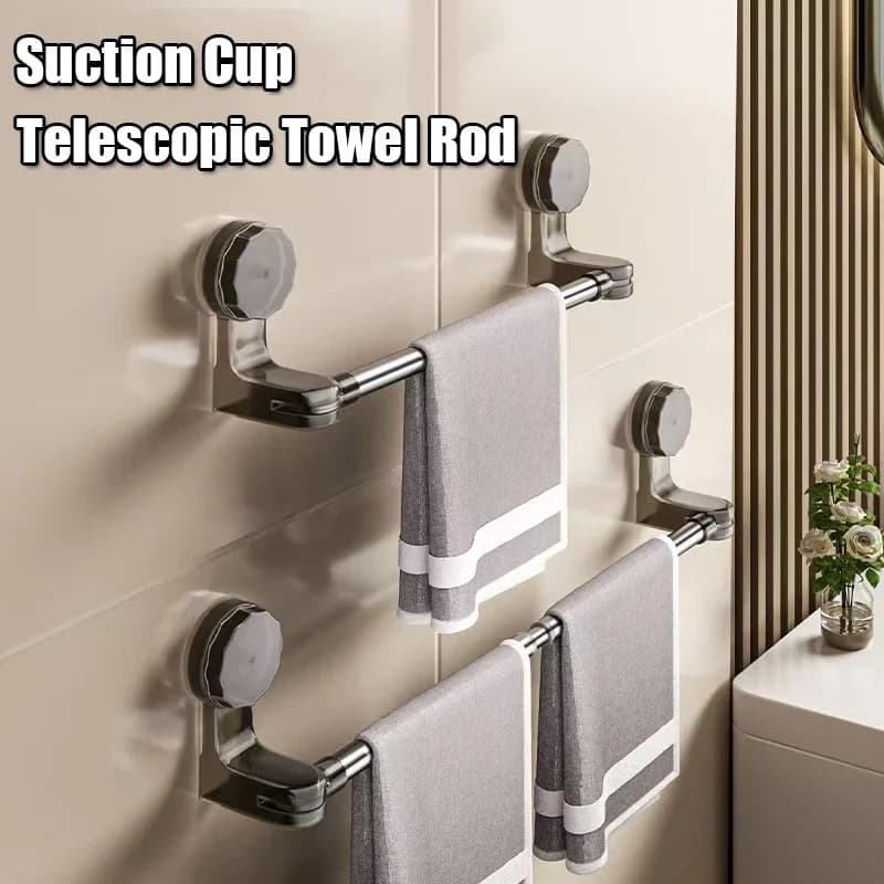 L35/59/75 centimetri Bagno Rack di Stoccaggio Scalabile Ventosa Asta di Stoccaggio Per Asciugamani Asciugamani Da Bagno Vestiti Non Perforato Organizzatore palo