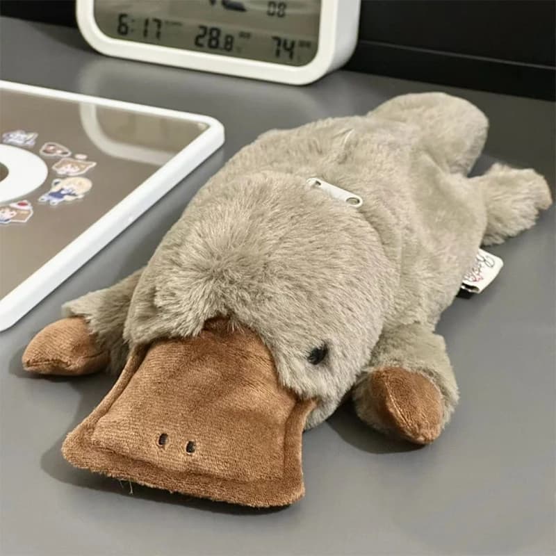 Portapenne a forma di ornitorinco, astuccio morbido per trucchi, porta penne, organizer capiente, custodia per materiale scolastico