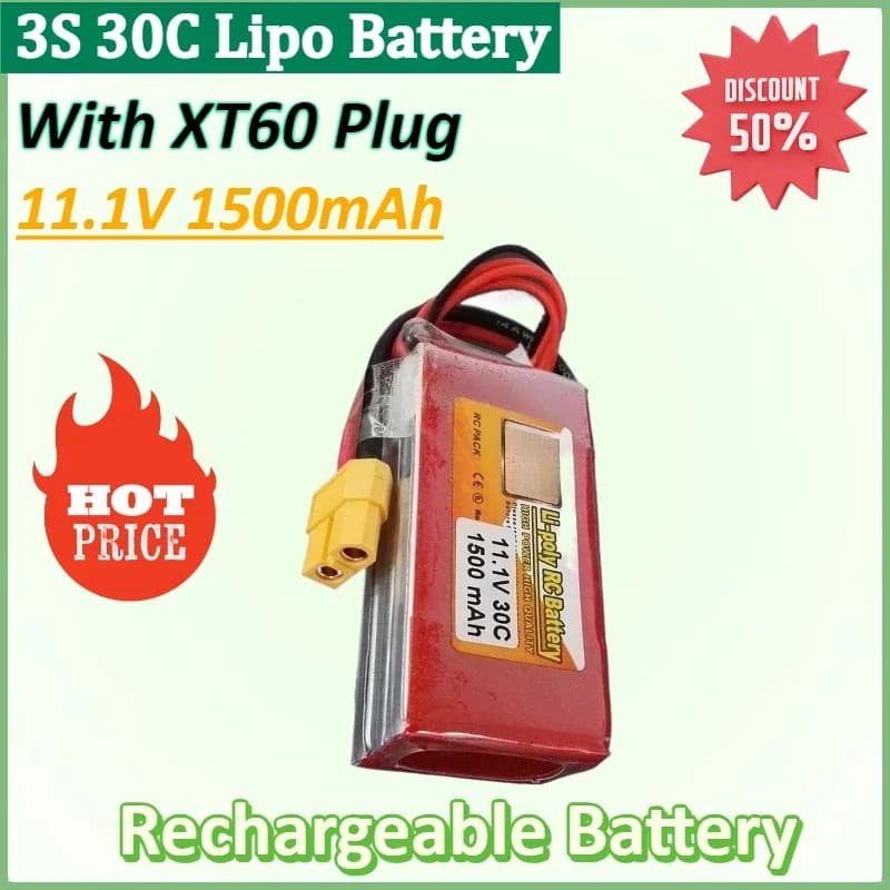 Nuovo 3S 30C Lipo Batteria 11.1V 1500mAh per RC Elicottero Giocattoli Auto Barche Drone Parti Batteria Ricaricabile con Spina XT60