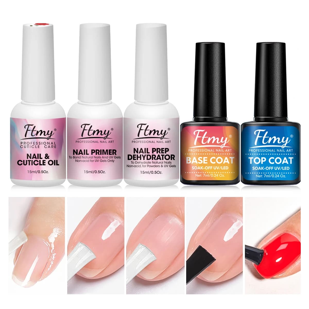 5 pz/set Disidratatore Prep Per Unghie E Primer Gel Base Top Coat Set Con Olio Per Cuticole Per Unghie, Disidratatore Per Acrilico E Gel N
