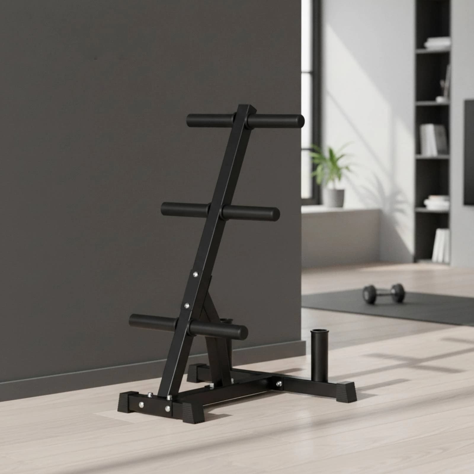 Barbell Plate Rack Space-Saving Weight Plate Rack with Barbell Holders Compact Long-Lasting for Home Gym Owners, Fitness Studio