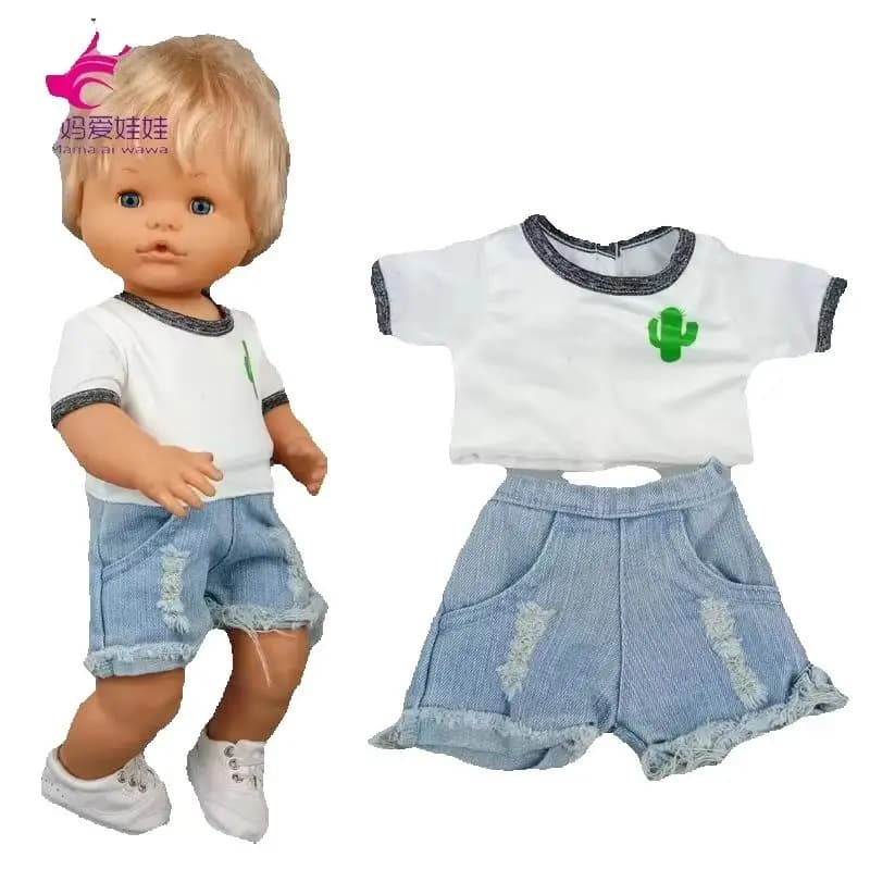 T-shirt corta per vestiti per bambole Nenuco da 16 pollici per pantaloncini di jeans alla moda per bambole da 40 cm Ropa Y Su Hermanita 38 cm