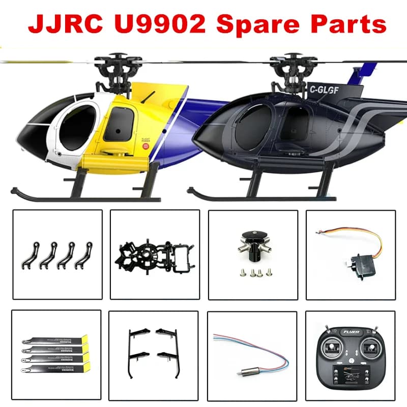 JJRC U9902 RC Helicopter Spare Parts Rotor Head Main Blade Tail Motor Servo Receiver Landing Gear Frame Etc
