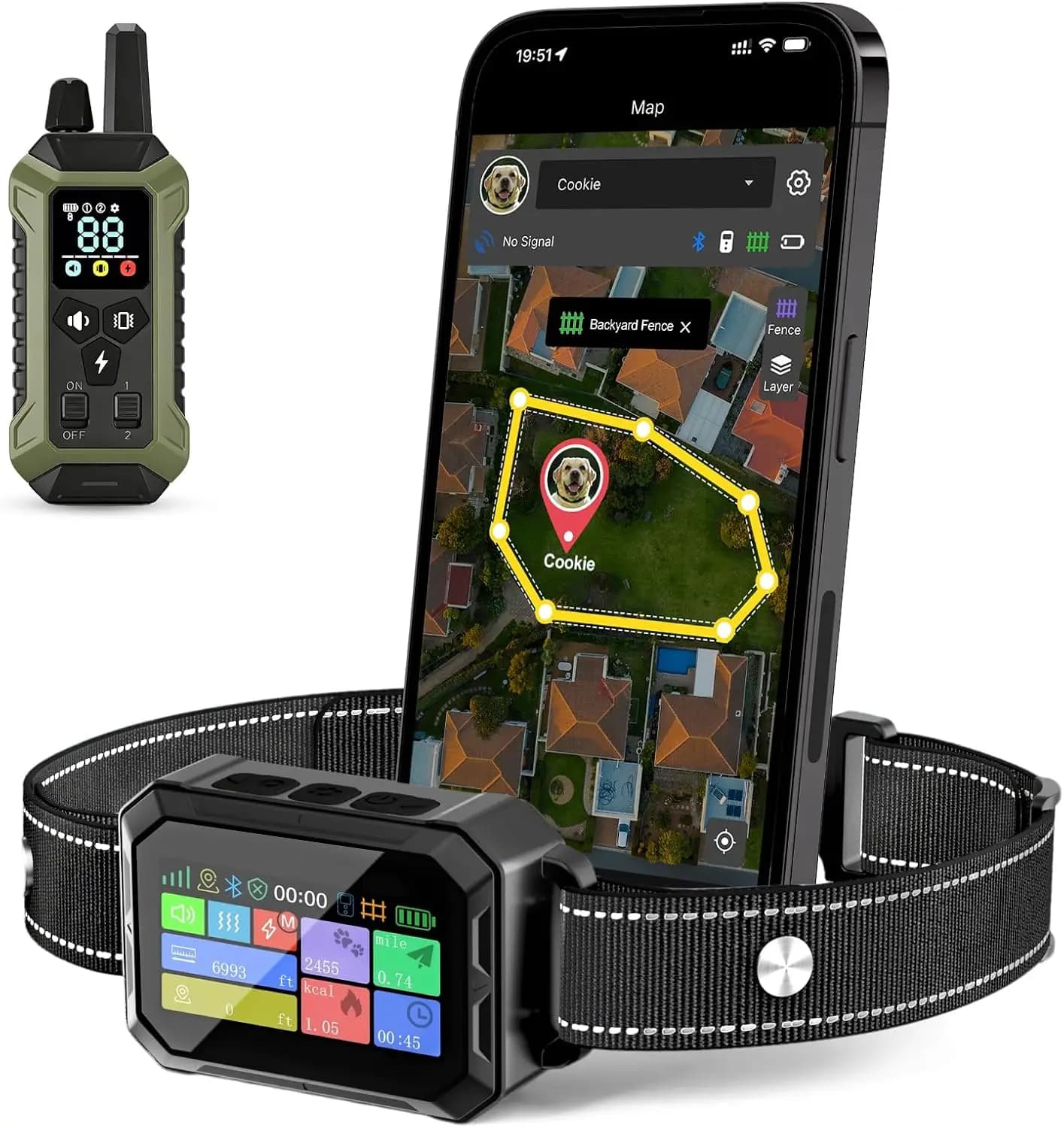 GPS Wireless Dog Collar Fence System - No Monthly Fee App Control, Custom Polygon Boundary & Remote Training, Free Phone Tracker