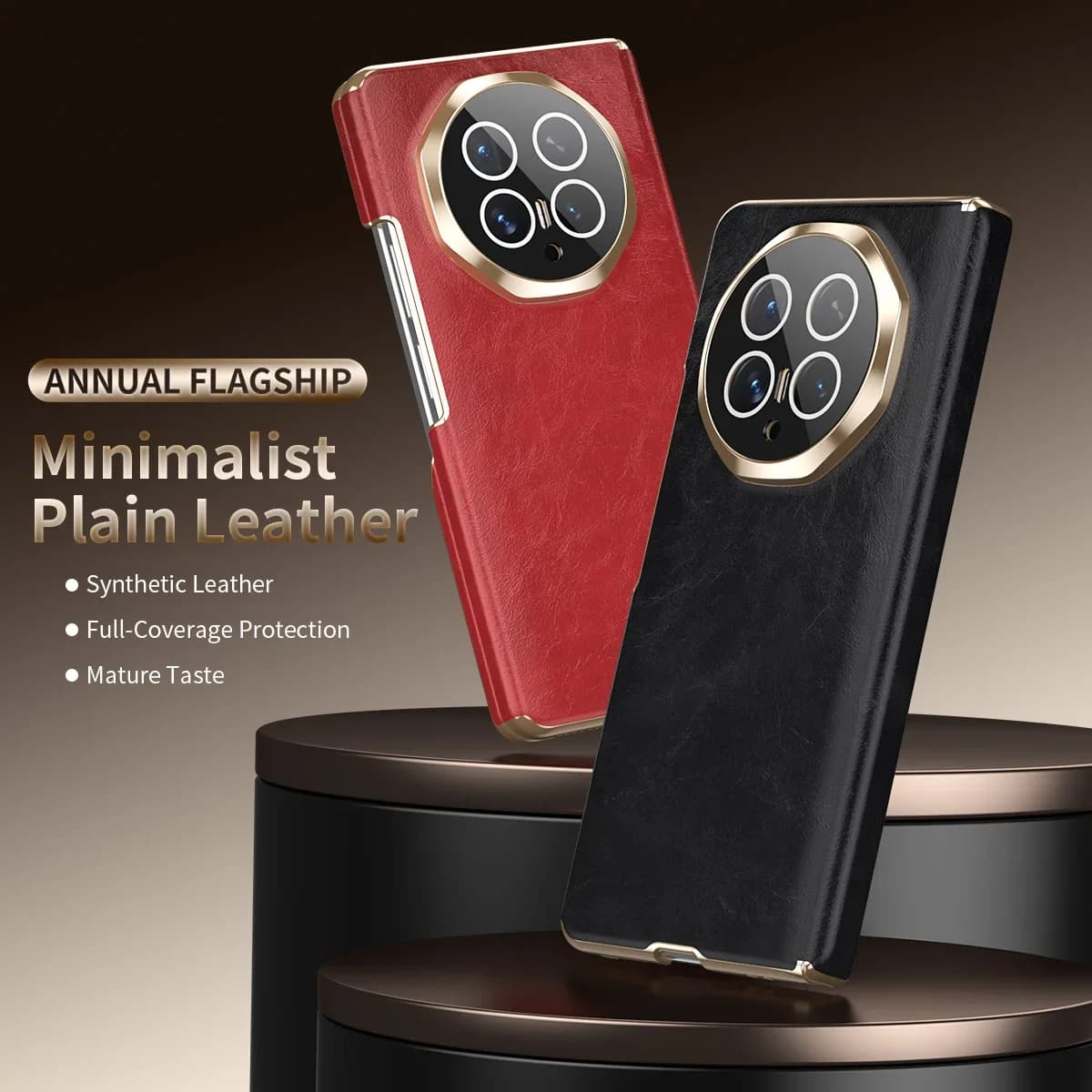 Advanced Oil Wax Texture Leather Phone Case, For Honor Magic V6 Central Hinge All Inclusive Lens Protection Bracket Cover