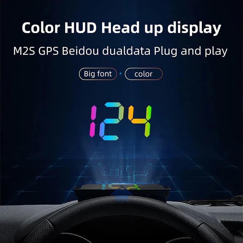 Proiettore per parabrezza auto {YY30} - Display digitale HUD a colori con tachimetro KMH, plug-and-play GPS per camion e veicoli