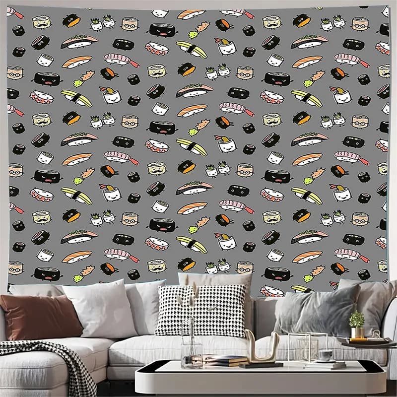 Japanese Sushi Ramen Food Tapestry Wall Hanging Decor Aesthetic Room Dorm College Bedroom Decor