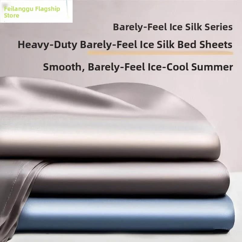 Set di Biancheria da Letto in Seta Ghiaccio Primaverile, Tre Pezzi, Tinta Unita, Delicato sulla Pelle, Confortevole, Lavabile, Durevole, per Dormitorio Studentesco, Lenzuolo Singolo