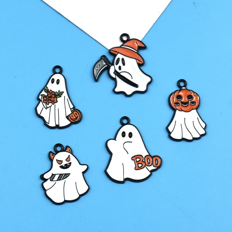 5 pezzi ciondolo Halloween creativo fai da te collana fantasma gioielli fai da te fascino fai da te per braccialetti creazione di gioielli collane