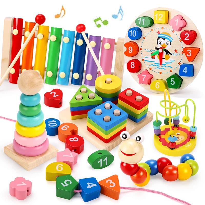 5-6 pz/set Montessori Giocattoli di Legno per Neonati Ragazzo Ragazza Regalo Giochi di Sviluppo Del Bambino Puzzle di Legno per I Bambini Giocattolo di Apprendimento Educativo