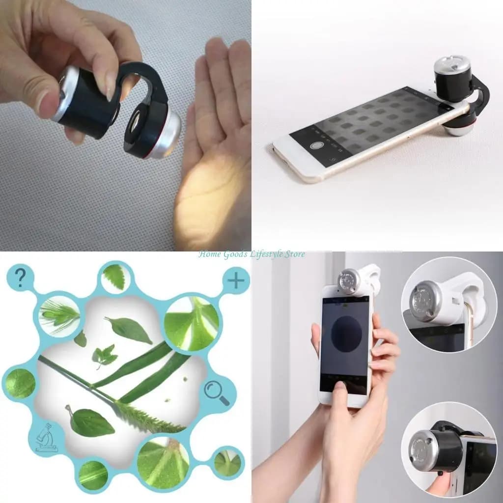 E74E Microscopio per cellulare con ingrandimento 30X con luce LED e per smartphone fotocamera con clip