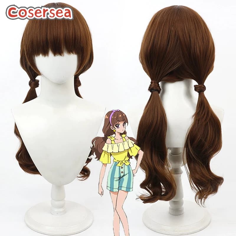 Cosersea Amanogawa Kirara Parrucche Cosplay Futari wa Pretty Cure Go! Parrucca Princess Cure Twinkle Brown Capelli sintetici resistenti al calore