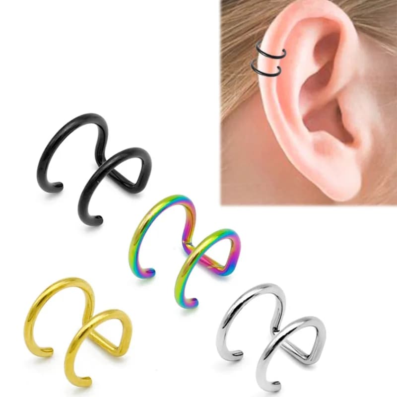 2 Pezzi Orecchini a Clip in Acciaio Inossidabile 316L, Anelli Finti per Labbra e Cartilagine Helix, Senza Piercing, per Donna e Uomo