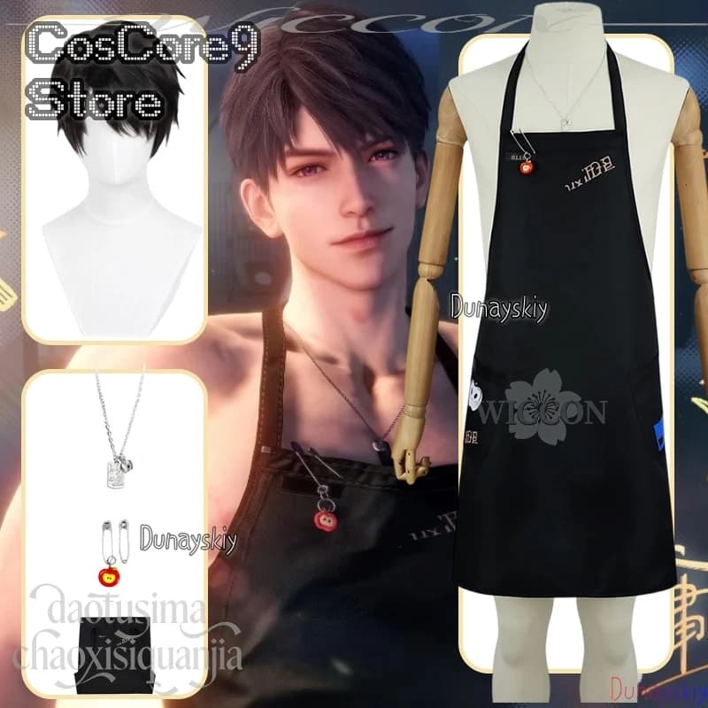 Caleb Xia Yizhou Nuova Skin del Gioco, Costume Cosplay, Gioco Love And Deepspace, Grembiule Nero Sexy, Collana, Parrucche, Natale