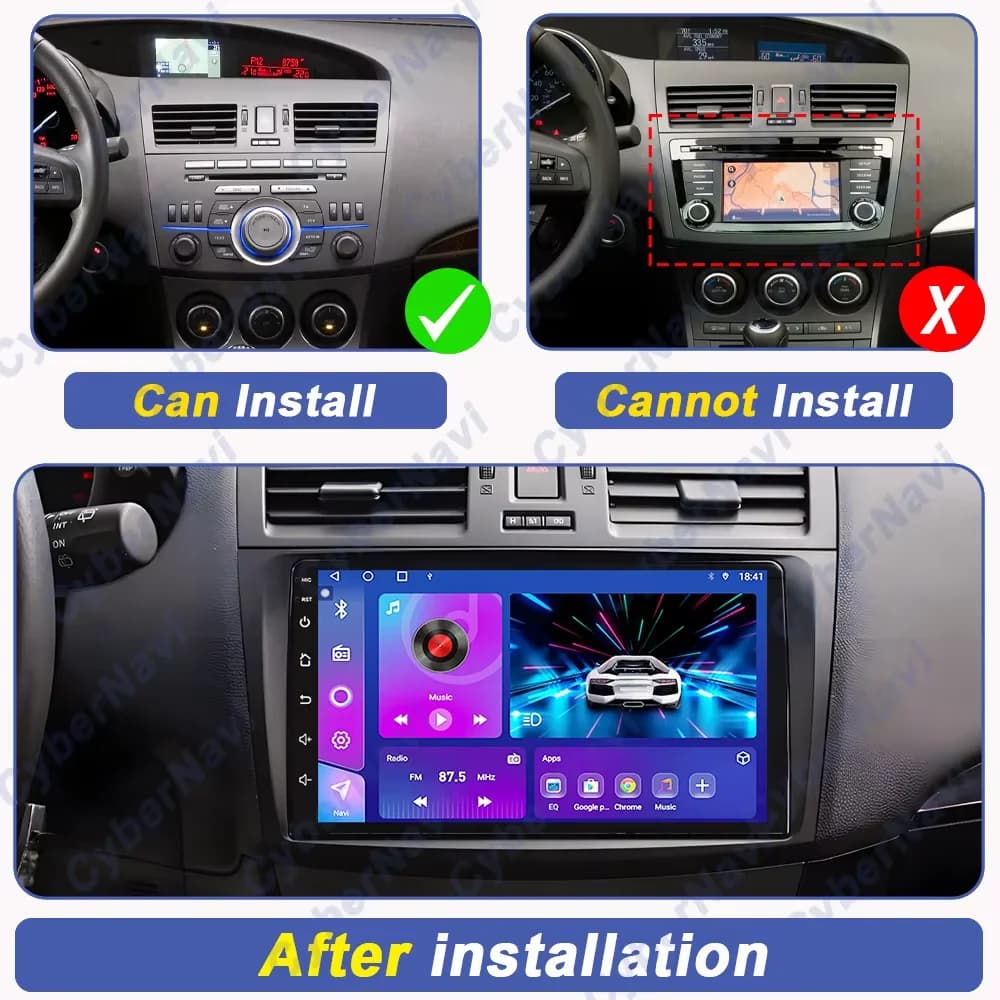 Car Radio for Mazda 3 2009 2010 2011 2012 2013 Android 16 Multimedia Player 4G GPS Navigation Carplay Head Unit BT No 2 Din DVD