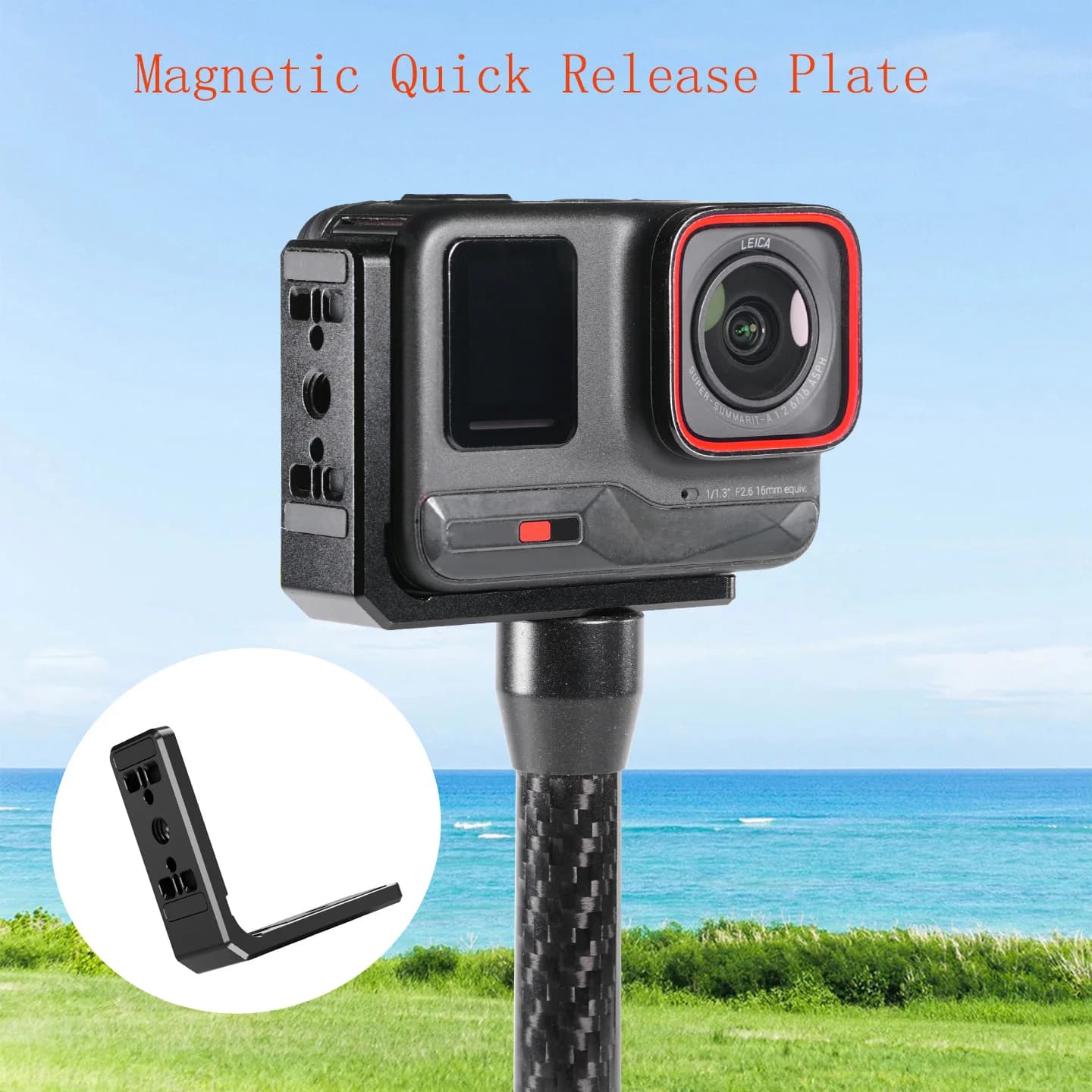 Quick release magnetic plate L for Insta360 Ace /Ace Pro /Ace Pro 2 Camera support bracket for horizontal and vertical video shooting