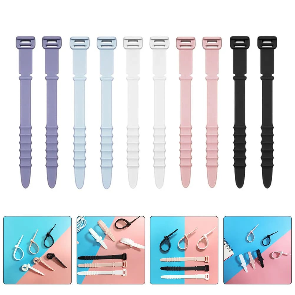 20 Pezzi Organizzatori per Cavi in Silicone, Supporti Regolabili per Cavi di Ricarica USB, Cuffie, Gestione Cavi per Ufficio e Auto