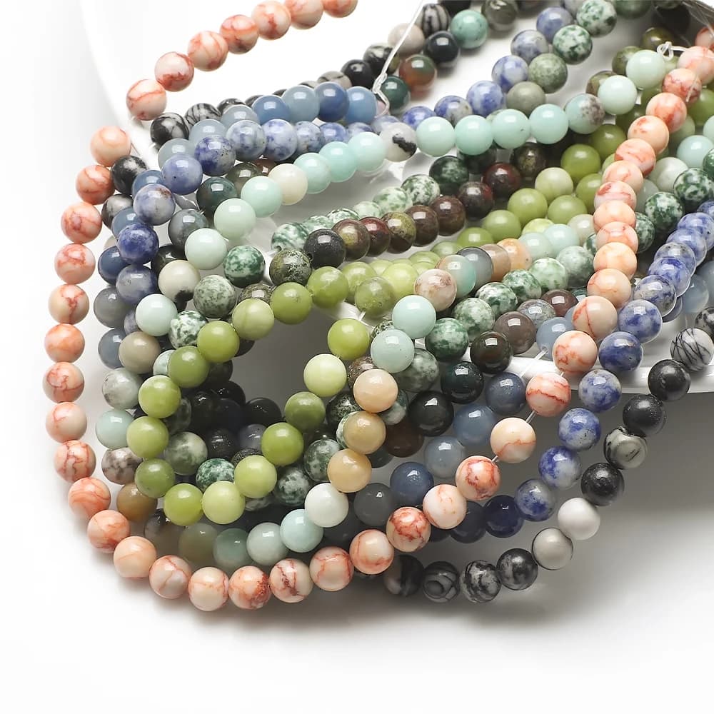 46Pcs/Lot 8mm round Natural Stone Beads Set Agates Jaspers Tiger Eye Turquoises for DIY Bracelet Necklace Jewelry Making