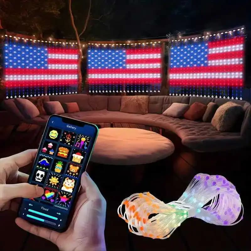 Stringa luminosa a LED intelligente per tende, telecomando, musica locale, sincronizzata, Natale, fiaba all'aperto, decorazione