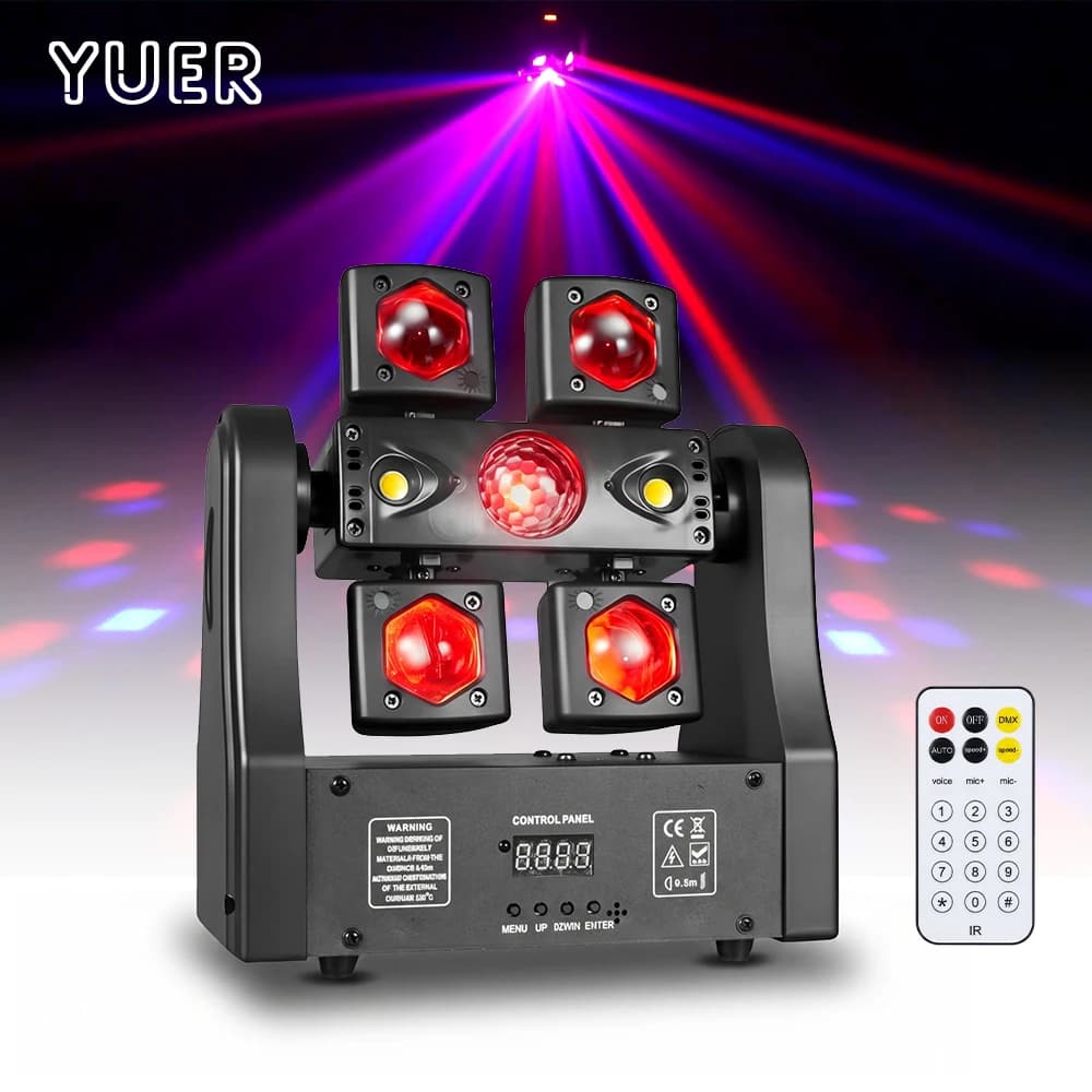 YUER 100W LED Beam Lazer Light 4in1 Effect Remote DMX Control Moving Head Disco Party Magic Ball Light for DJ Wedding Event Club