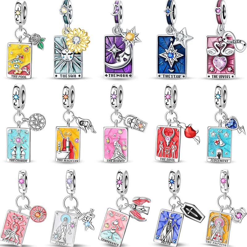 New 925 Silver Star Moon Sun Magic Tarot Cards Charms Pendants Fit 925 Original Bracelets DIY Birthday Anniversary Jewelry Gifts